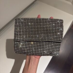 OLGA BERG Crystal-Embellished Evening Clutch - Silver